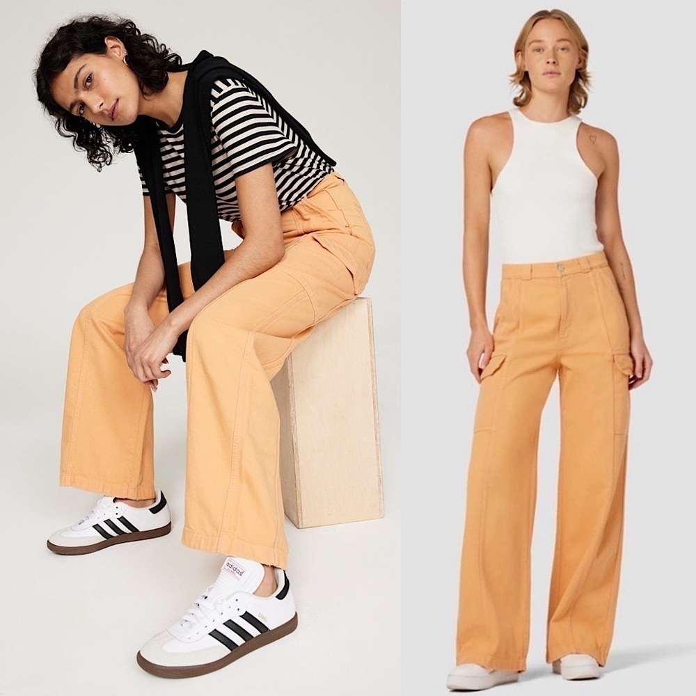 HUDSON JEANS 90s Orange Creamsicle High Rise Wide Leg Utility Cargo Pants 26‎